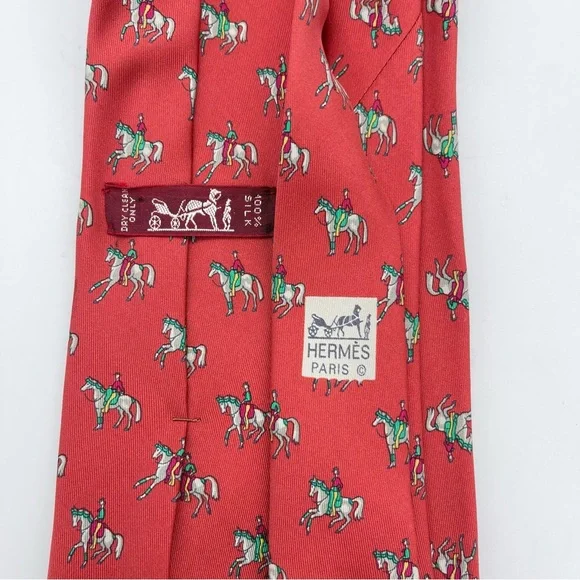 Vintage Hermes Equestrian Show Horse Pure 100% Silk Tie Made in France 7371PA - Picture 11 of 16